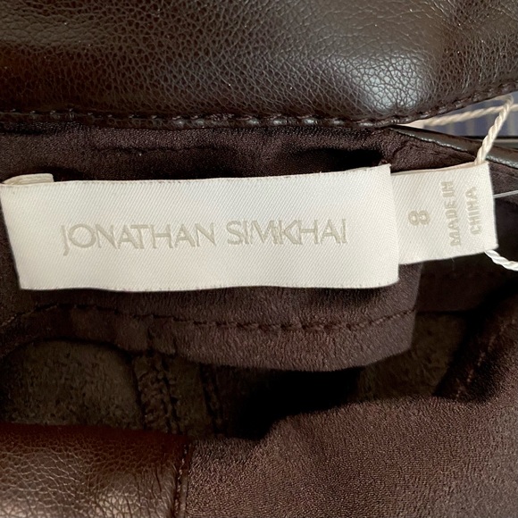 JONATHAN SIMKHAI Amelia Chocolate Vegan Leather Pants with Cropped Hips - Picture 11 of 14